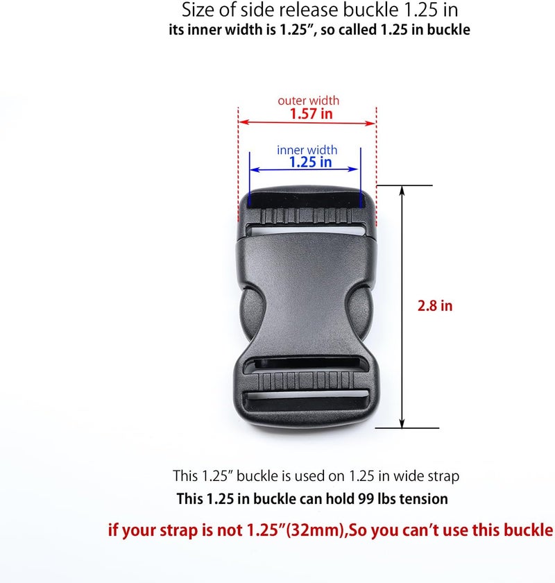 Baitoo Side Release Buckles Heavy Duty Plastic Buckle Snap Clips Clasps Backpack Buckle Replacement for Strap - Image 3